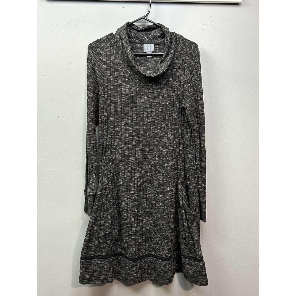 Rabbit Rabbit Rabbit Designs Dress Womens 12 Grey Space Dye Cowl Neck Ribbed